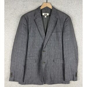 Joseph‎ Abboud Jacket Men Large Gray Black Blazer Linen Sport Coat Unstructured